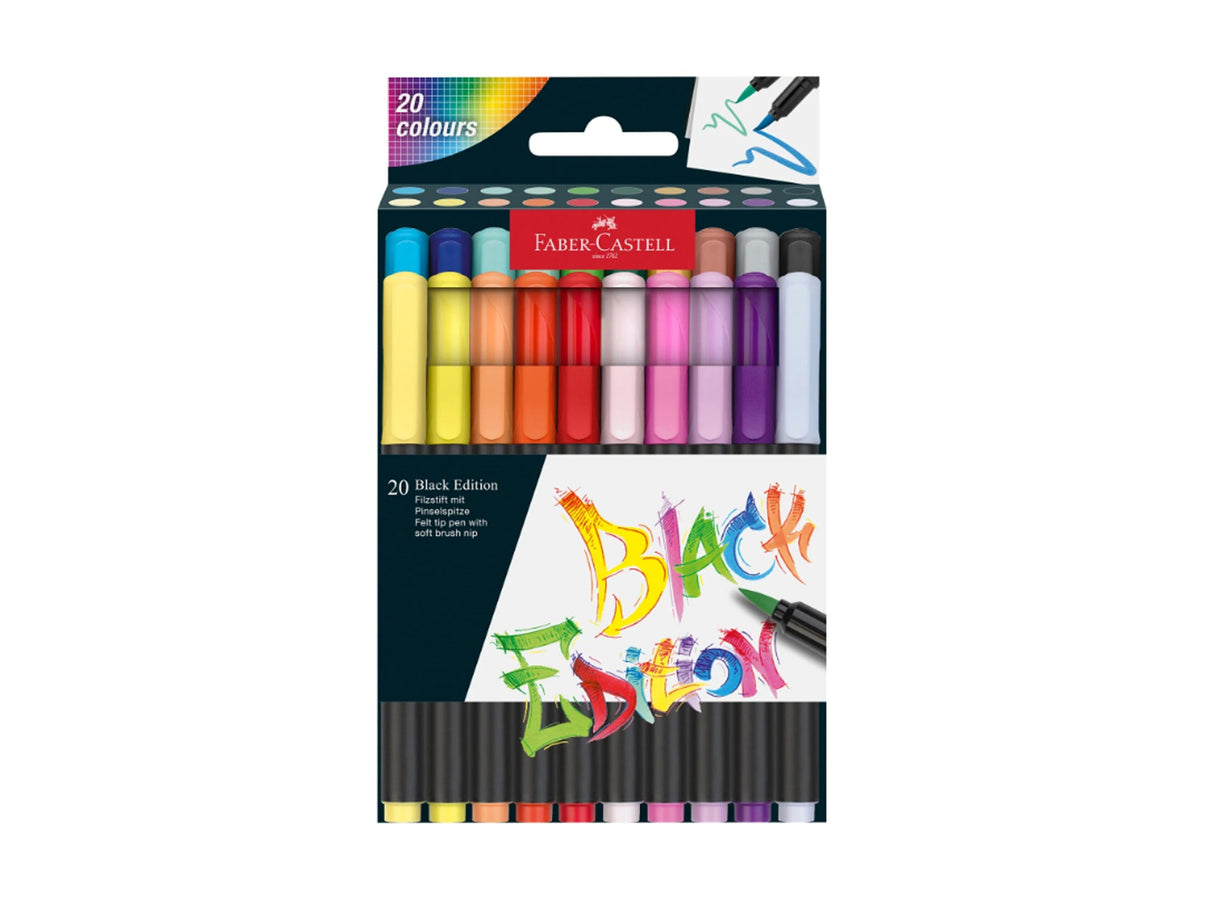 Faber Castell Black Edition Super Soft Brush Pens - 20 Set