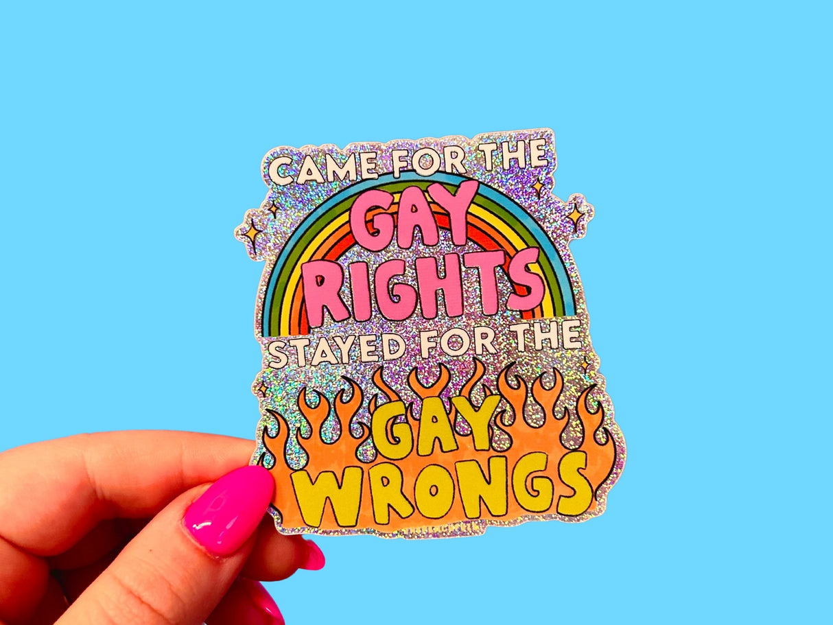 Gay Wrongs Glitter Sticker