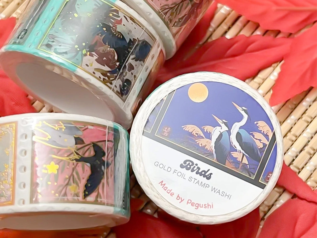 Gold Foil Bird Stamp Washi Tape