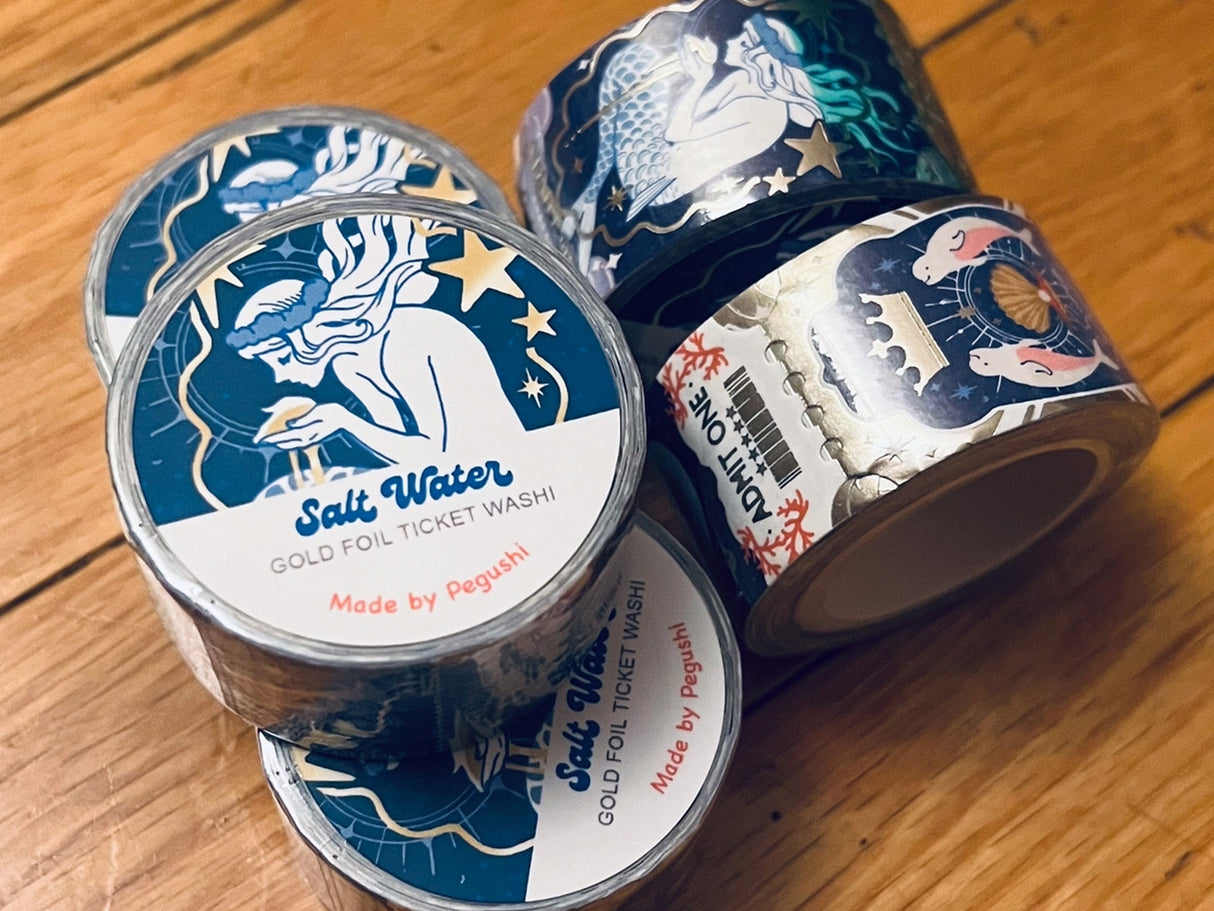 Gold Foil Saltwater Ticket Washi Tape