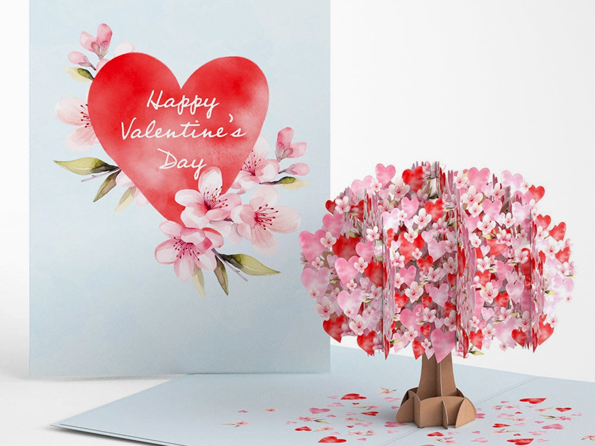 Happy Valentine's Day Cherry Blossom Tree Pop-up Card