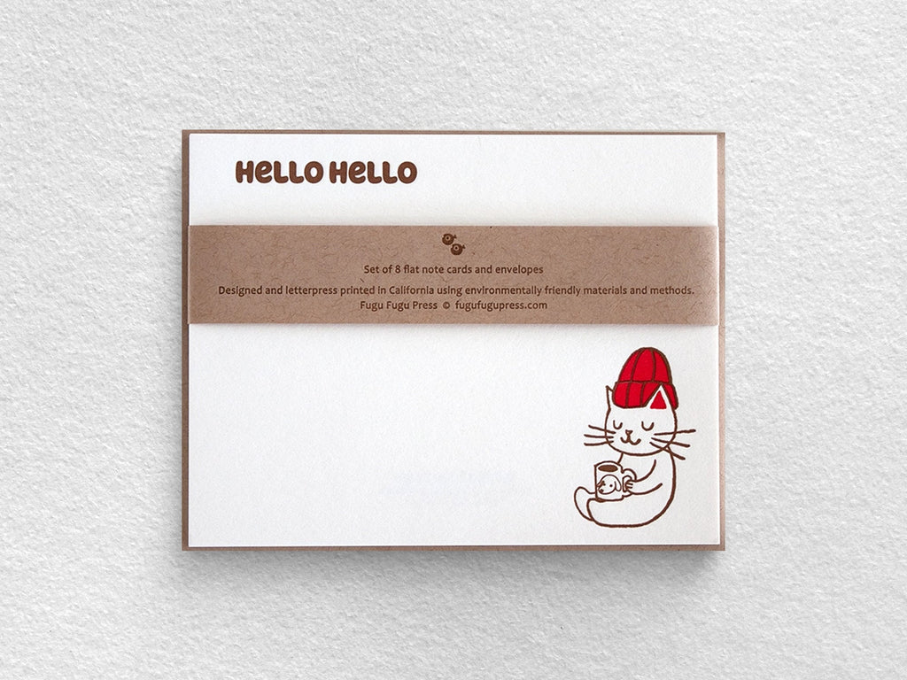 Hello Hello Cat Greeting Cards - Set of 8