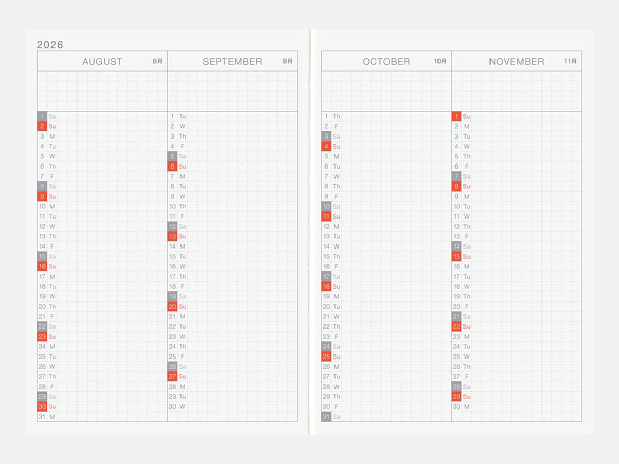 Hobonichi Techo 2026 Original Book A6 - ENGLISH