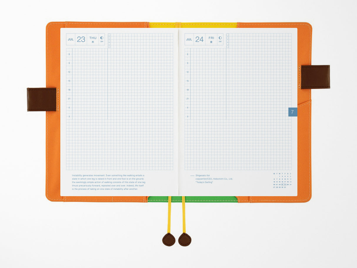 Hobonichi Techo A5 Cousin Cover + Book - 100%ORANGE: Where's the Squirrel Going