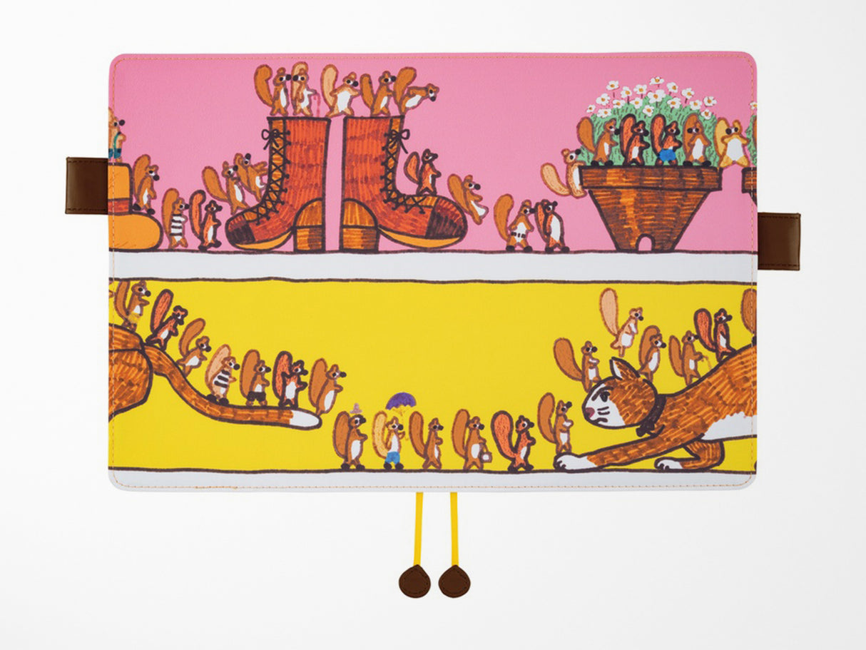 Hobonichi Techo A5 Cousin Cover + Book - 100%ORANGE: Where's the Squirrel Going