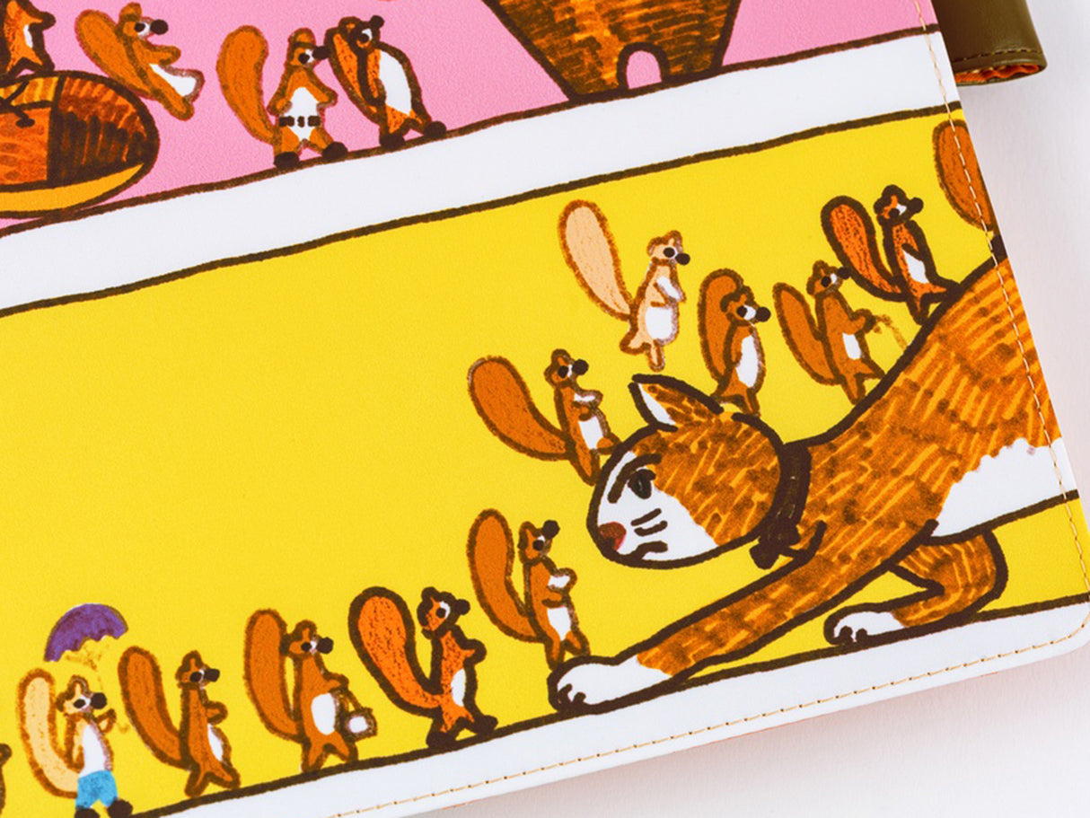 Hobonichi Techo A5 Cousin Cover + Book - 100%ORANGE: Where's the Squirrel Going