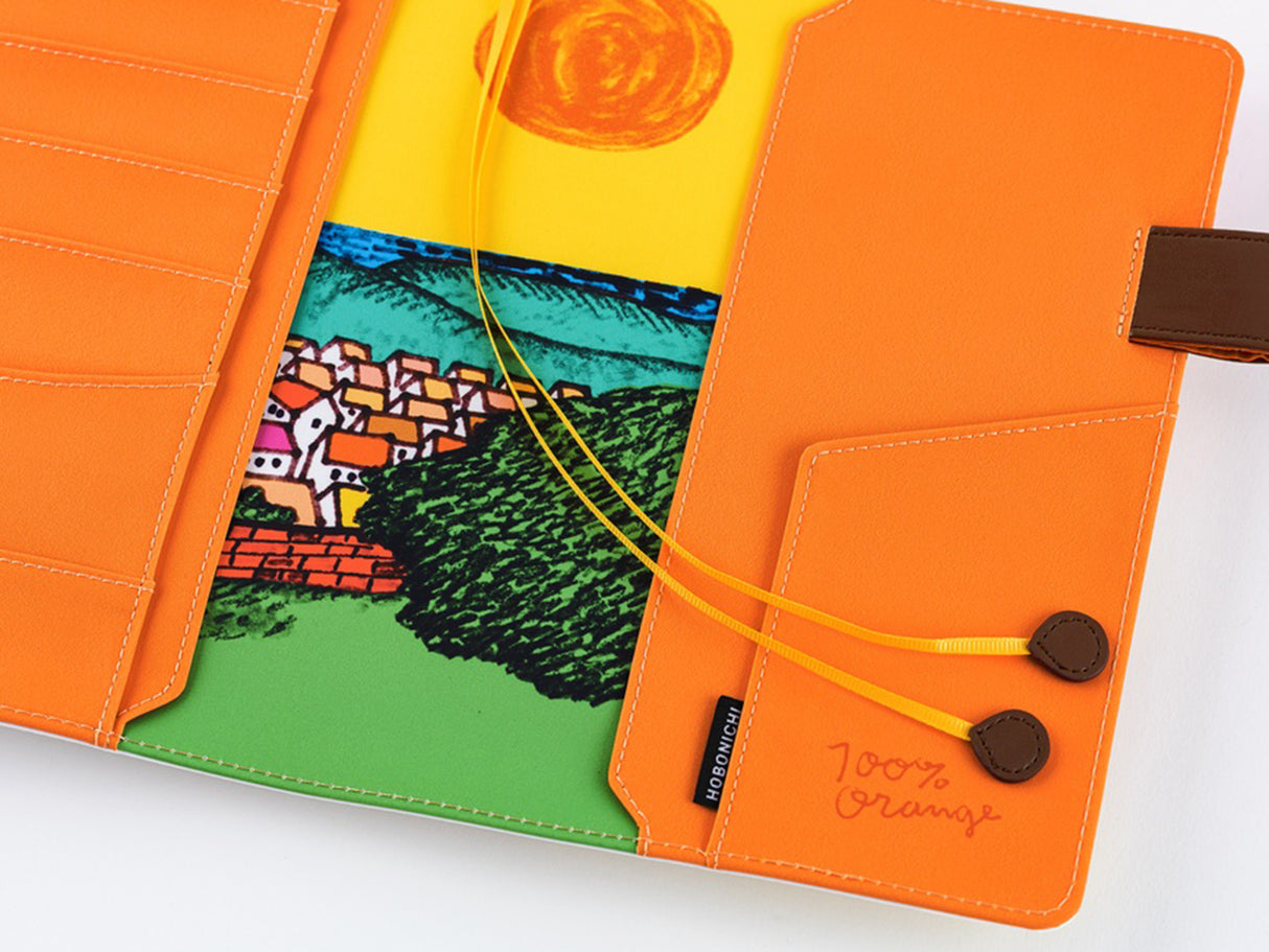 Hobonichi Techo A5 Cousin Cover + Book - 100%ORANGE: Where's the Squirrel Going