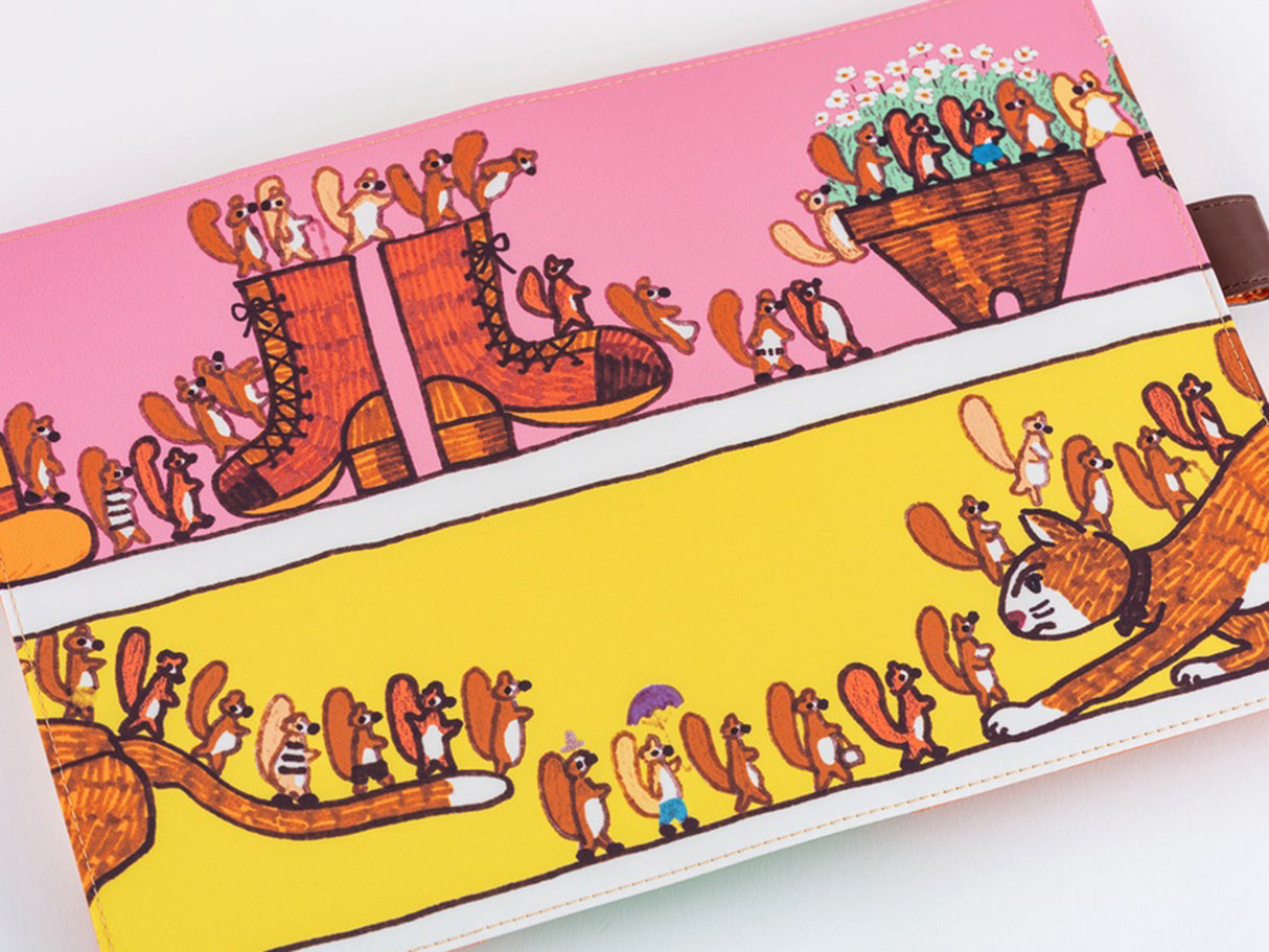 Hobonichi Techo A5 Cousin Cover + Book - 100%ORANGE: Where's the Squirrel Going