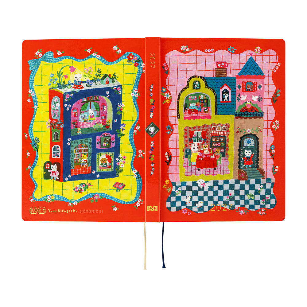 Hobonichi Techo A6 Hon 2027 - Yumi Kitagishi: White Cat and Rabbit's Tea Room