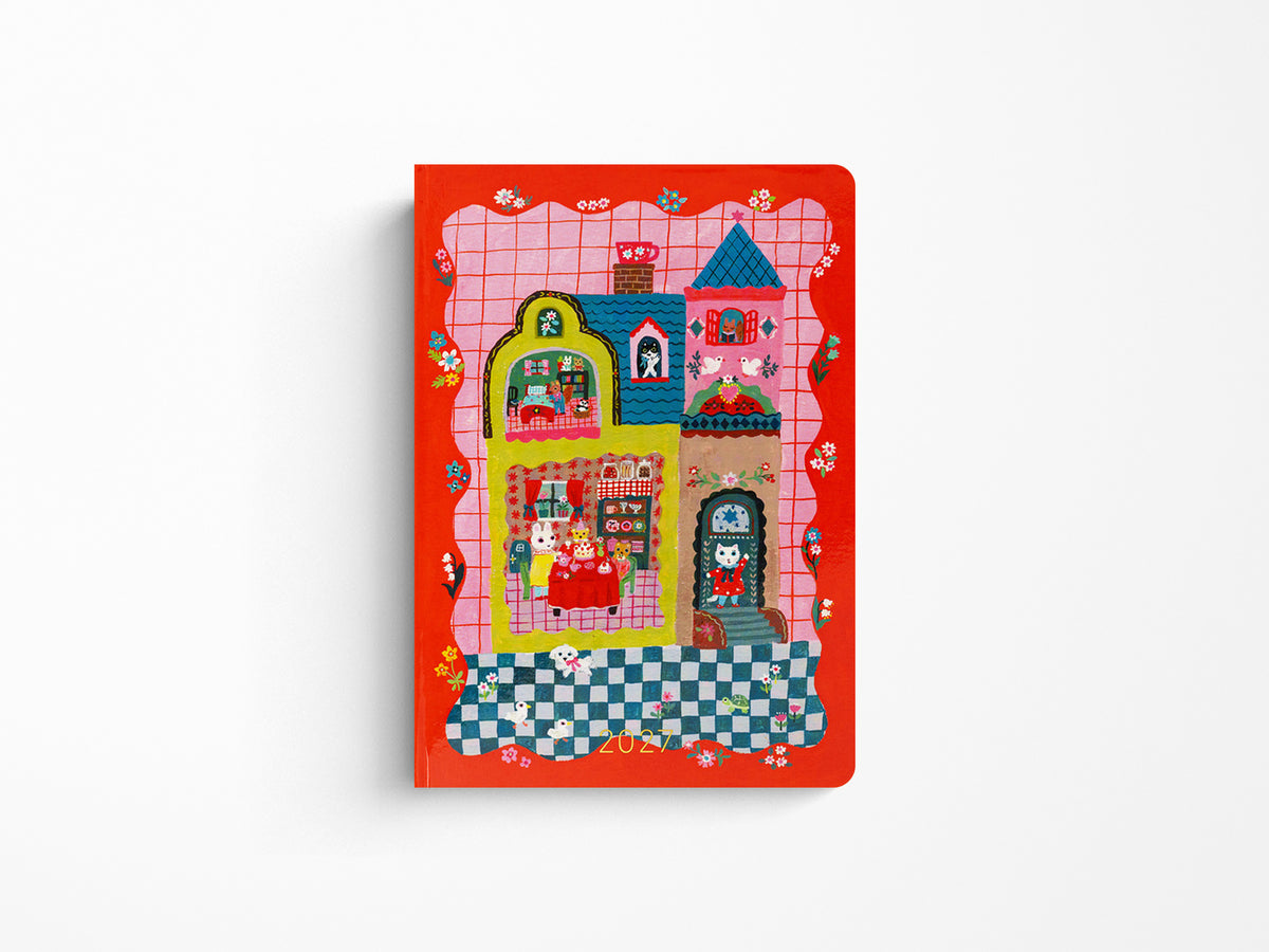 Hobonichi Techo A6 Hon 2027 - Yumi Kitagishi: White Cat and Rabbit's Tea Room (JAPANESE)