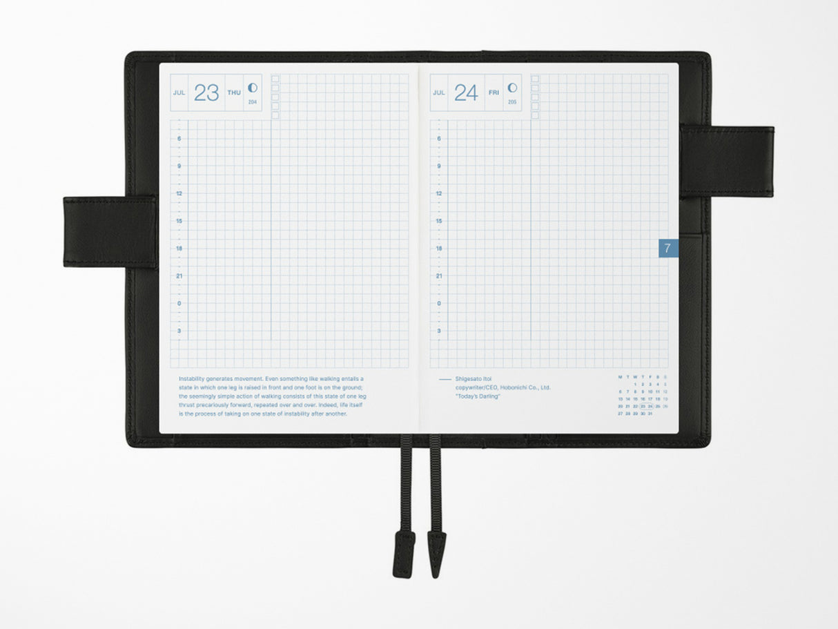 Hobonichi Techo A6 Original Cover + Book - TS Basic Black Leather