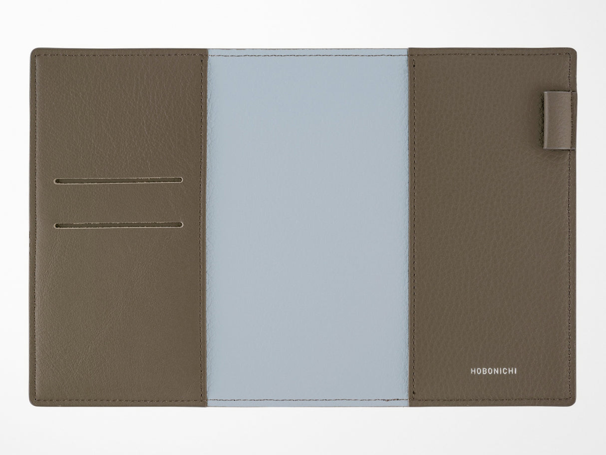 Hobonichi Techo A6 Original Cover + Book - Taut Leather Gray & Light Blue