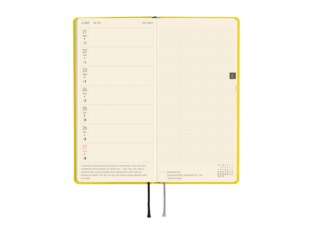 Hobonichi Techo Weeks 2027 - Colors: Canaria Yellow