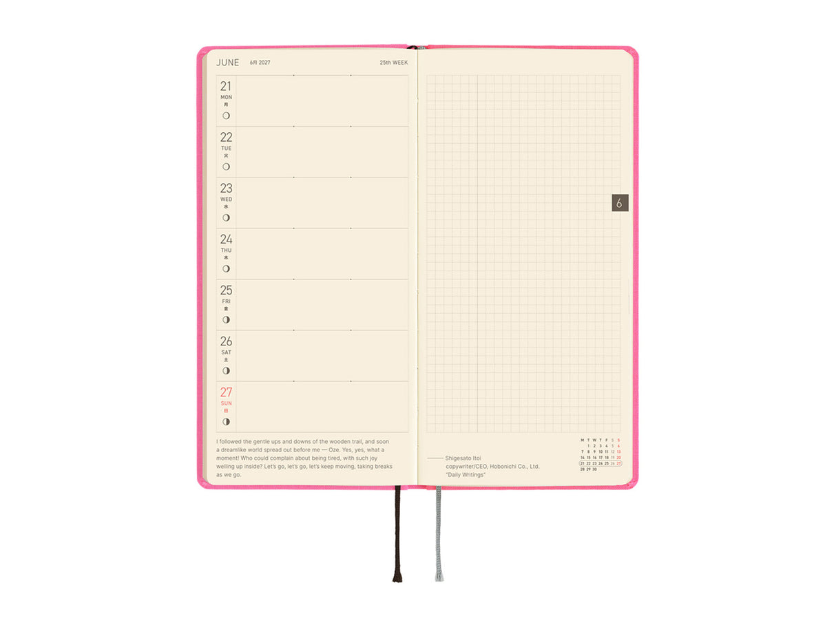 Hobonichi Techo Weeks 2027 - Colors: Pink Sapphire