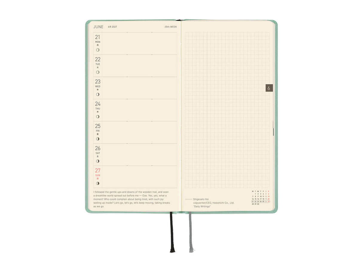 Hobonichi Techo Weeks 2027 - Paper Series: Frosty Jade