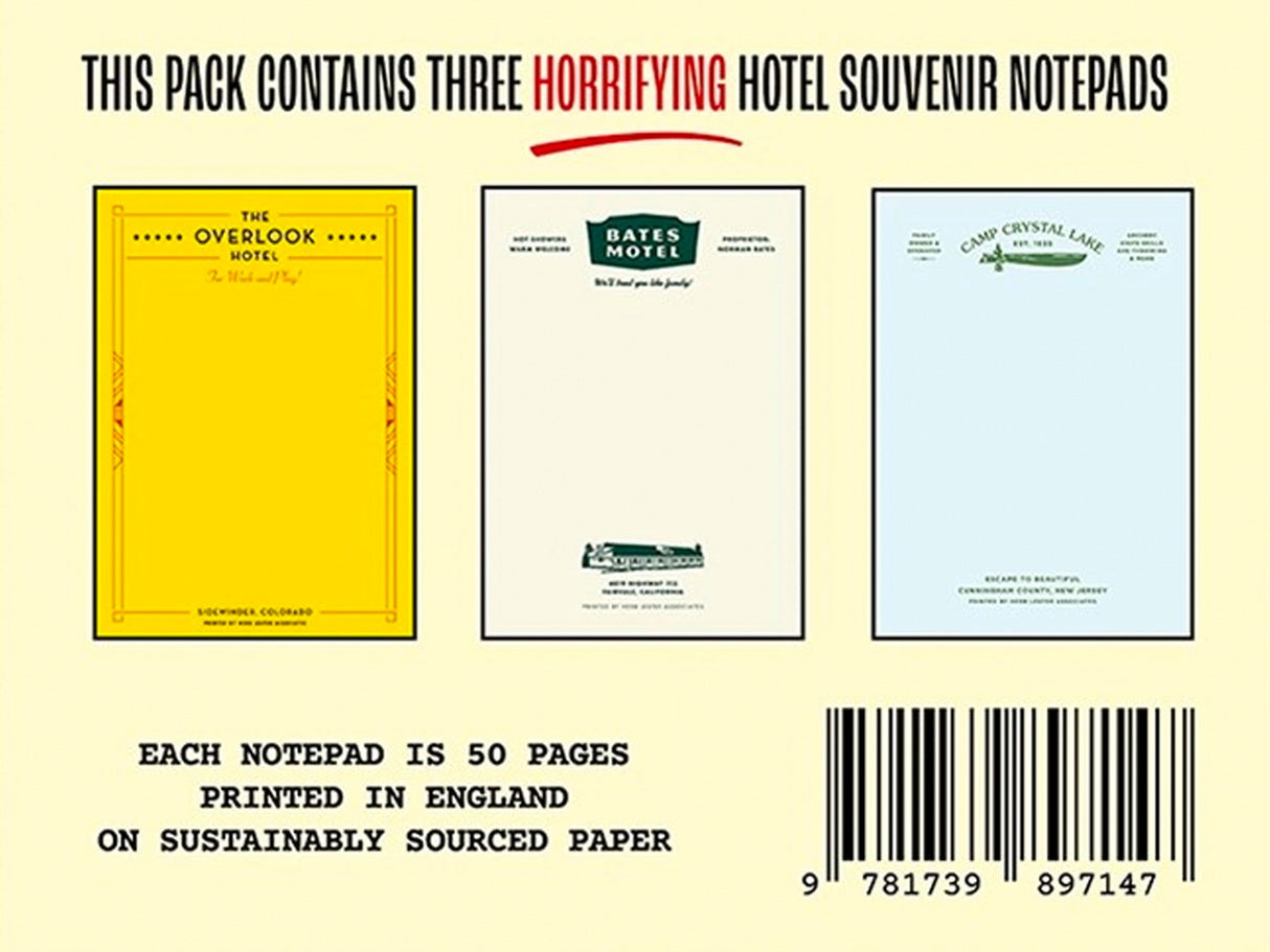 Horror Movie Hotels Souvenir Notepad Set of 3