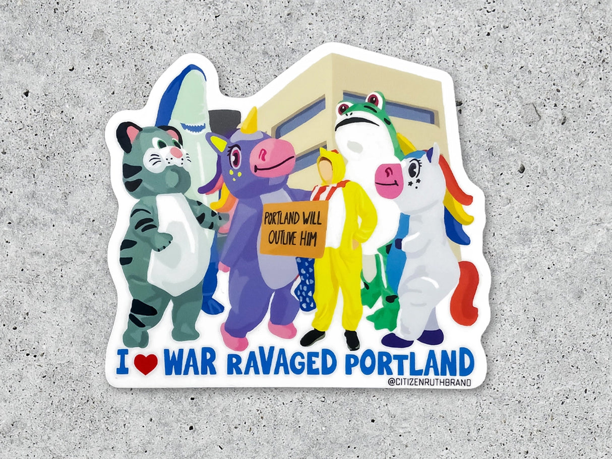 I Love War Ravaged Portland Vinyl Sticker