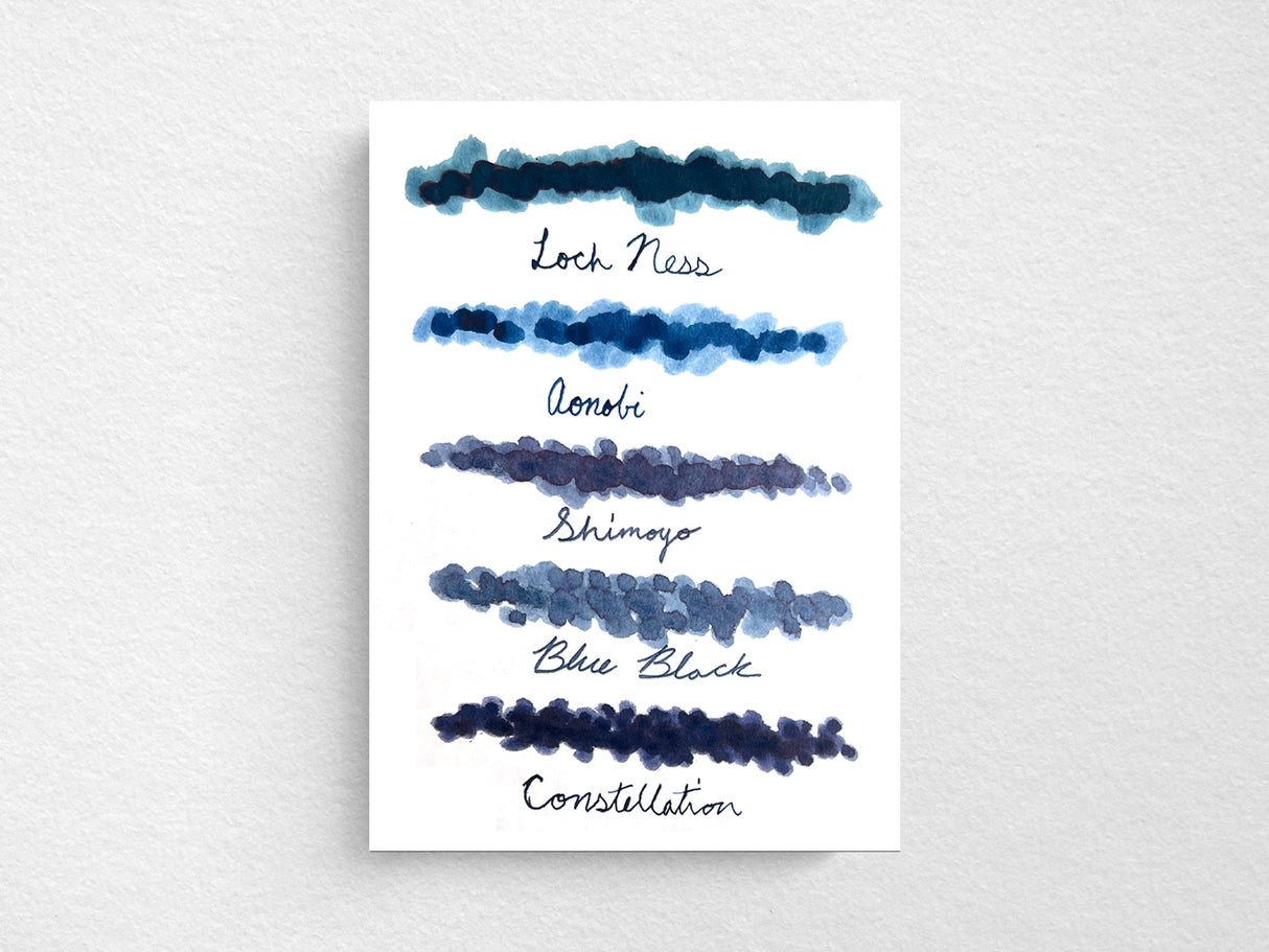 Ink Sampler Set of 5 Black-Blues