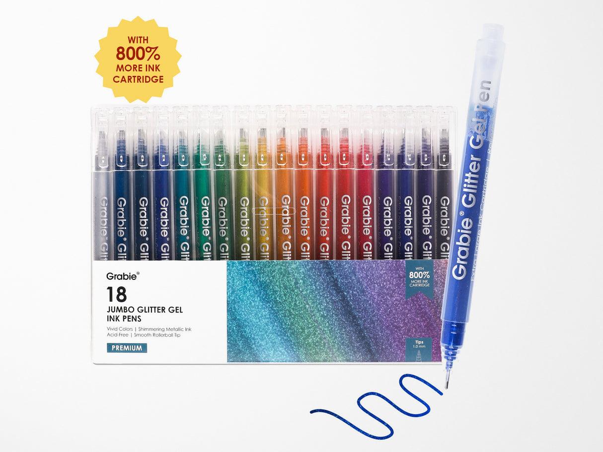 Jumbo Iridescent Glitter Gel Ink Pen Set of 18