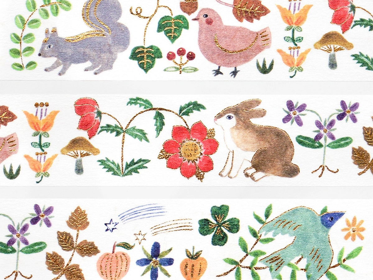 Kusamura Bunny Gold Foil Washi Tape