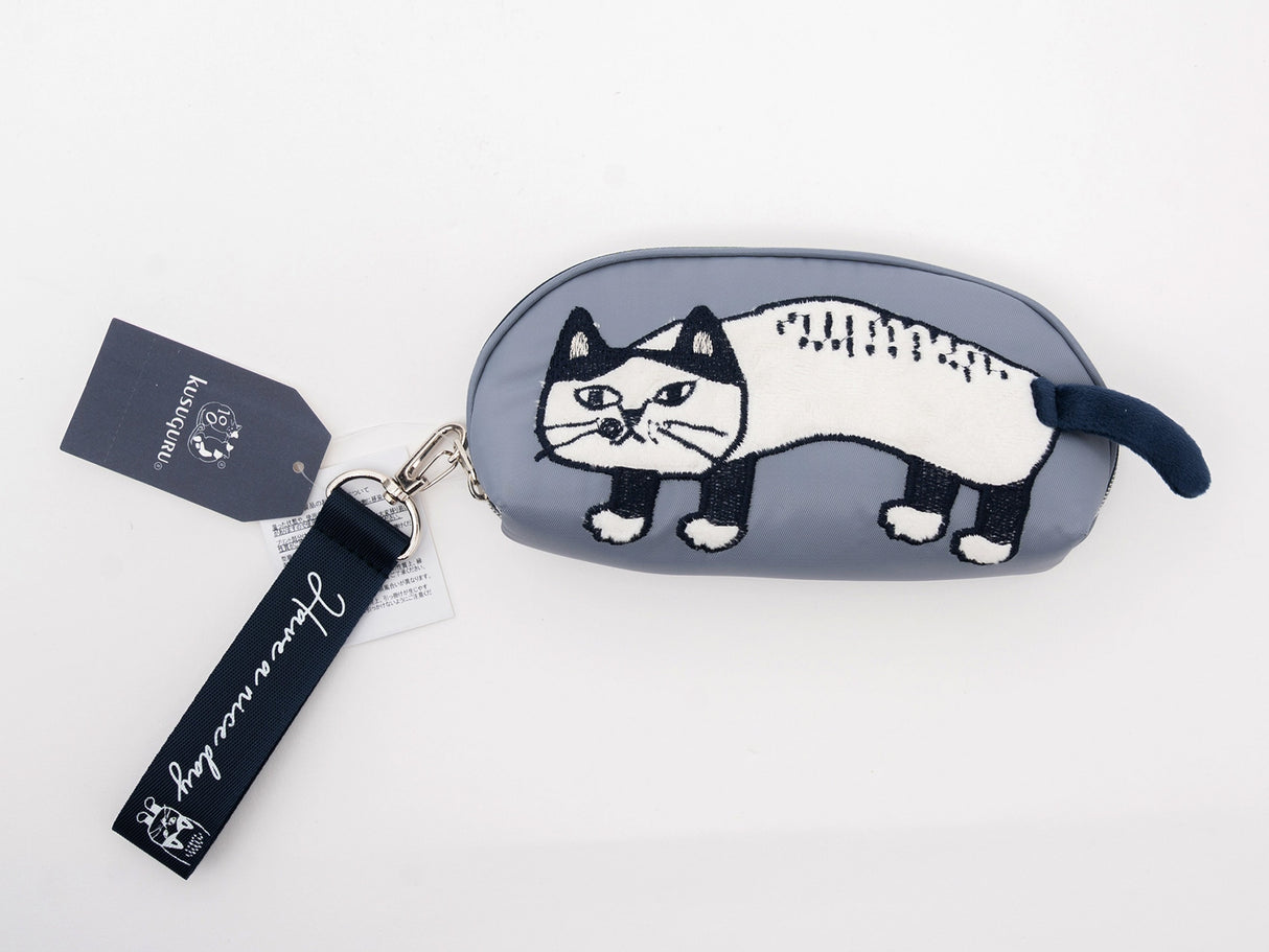 Kusuguru Japan Embroidered Cat Glasses Case