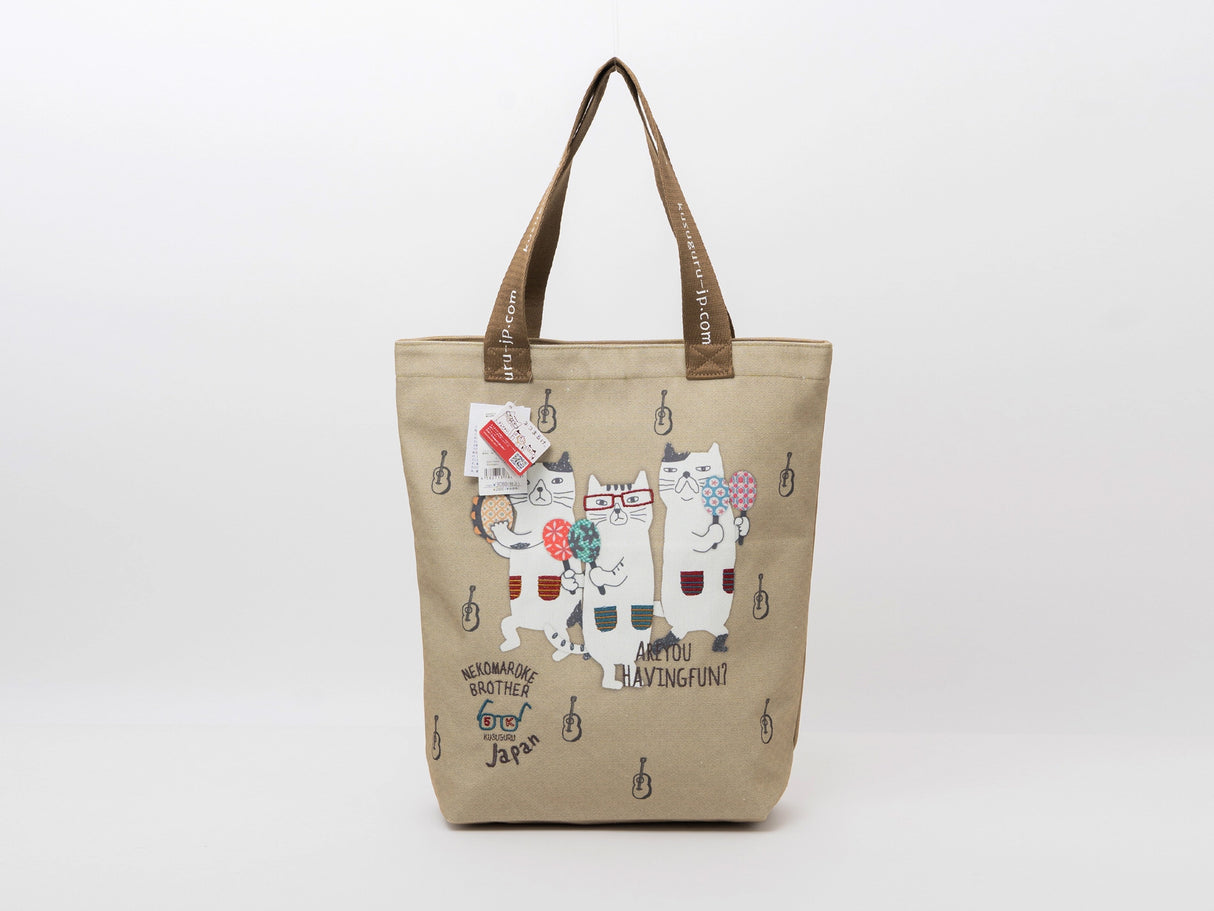 Kusuguru Japan Three Musical Cats Tote Bag