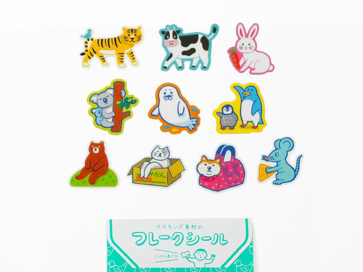 Laid Back Animals Flake Stickers