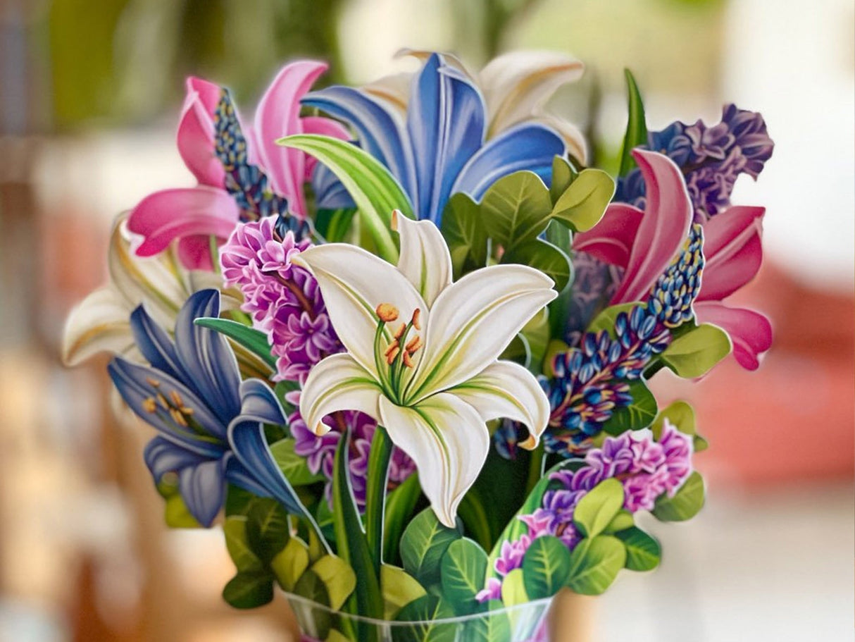 Lilies and Lupines Pop Up Greeting Bouquet