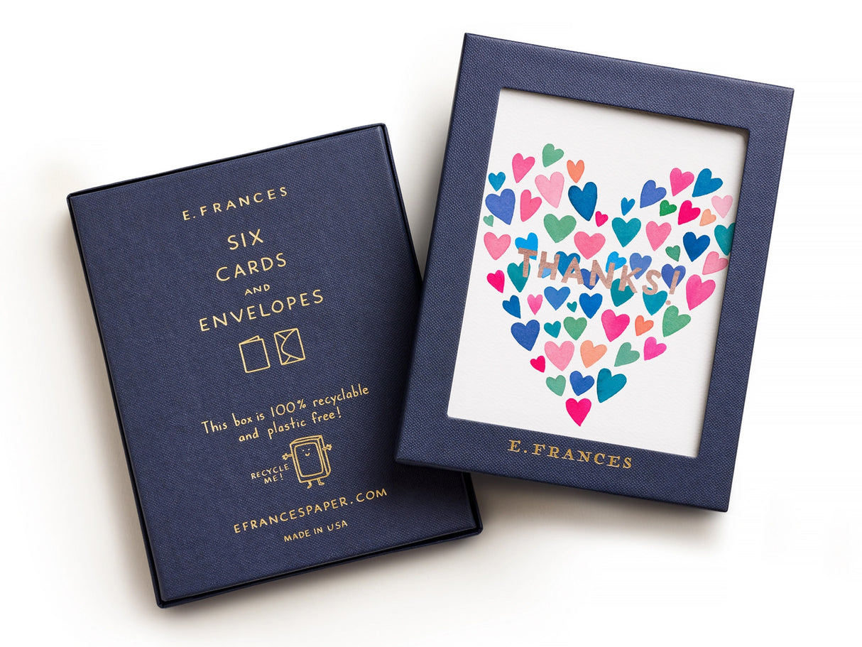 Many Hearts Thank You Greeting Cards Box of 6