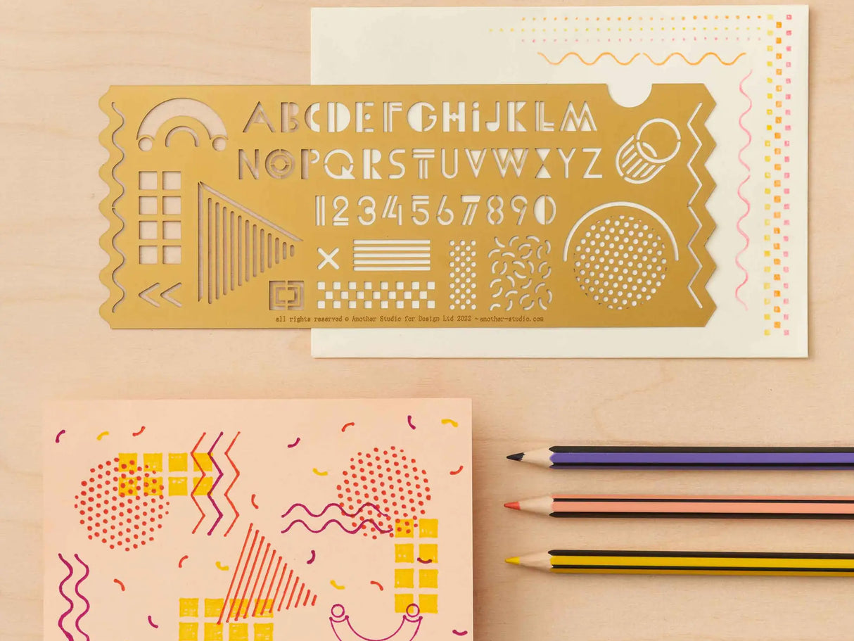 Memphis Brass Template Design Stencil