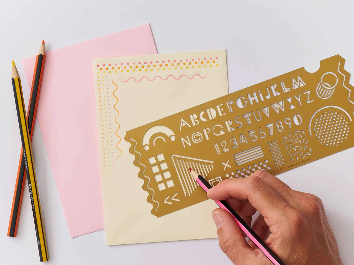 Memphis Brass Template Design Stencil