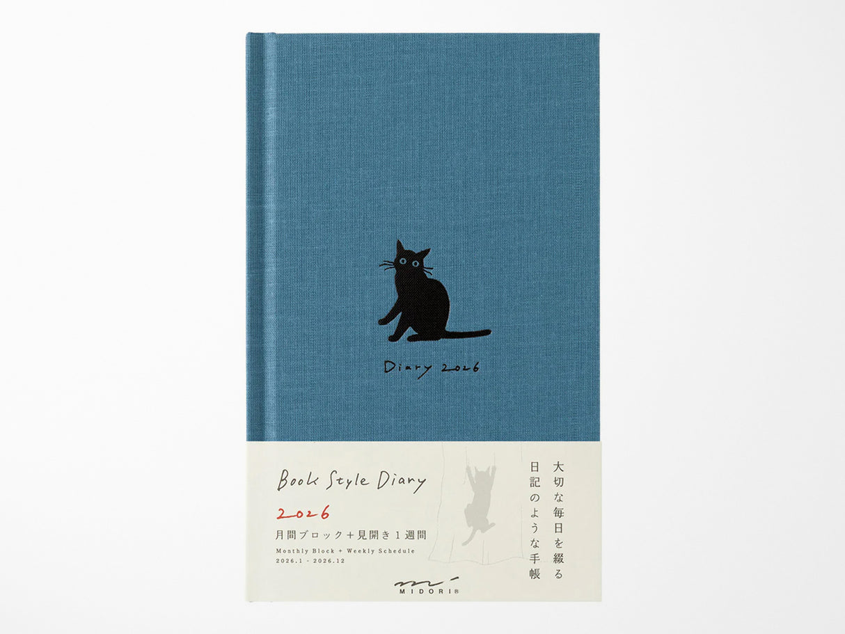 Midori Book Style Diary 2026 - Navy Cat