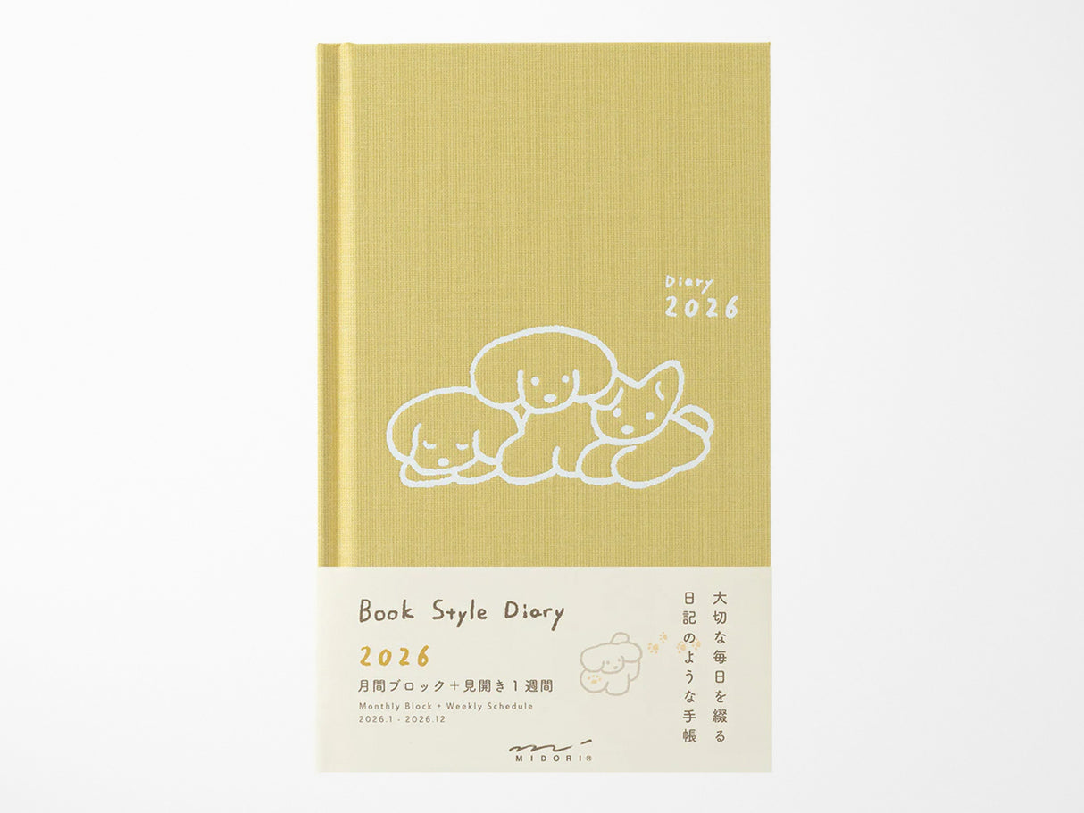 Midori Book Style Diary 2026 - Yellow Dog