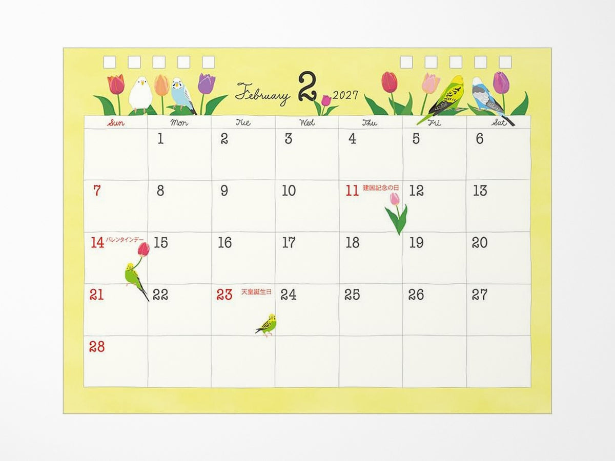 Midori Desk Calendar 2027 - Medium Bird