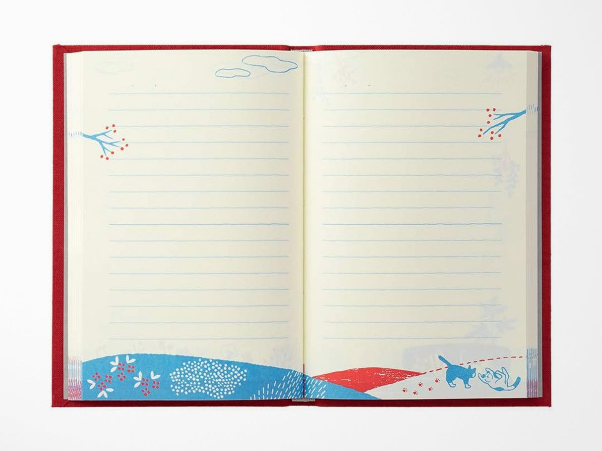 Midori Diary with Embroidered Bookmark Cat