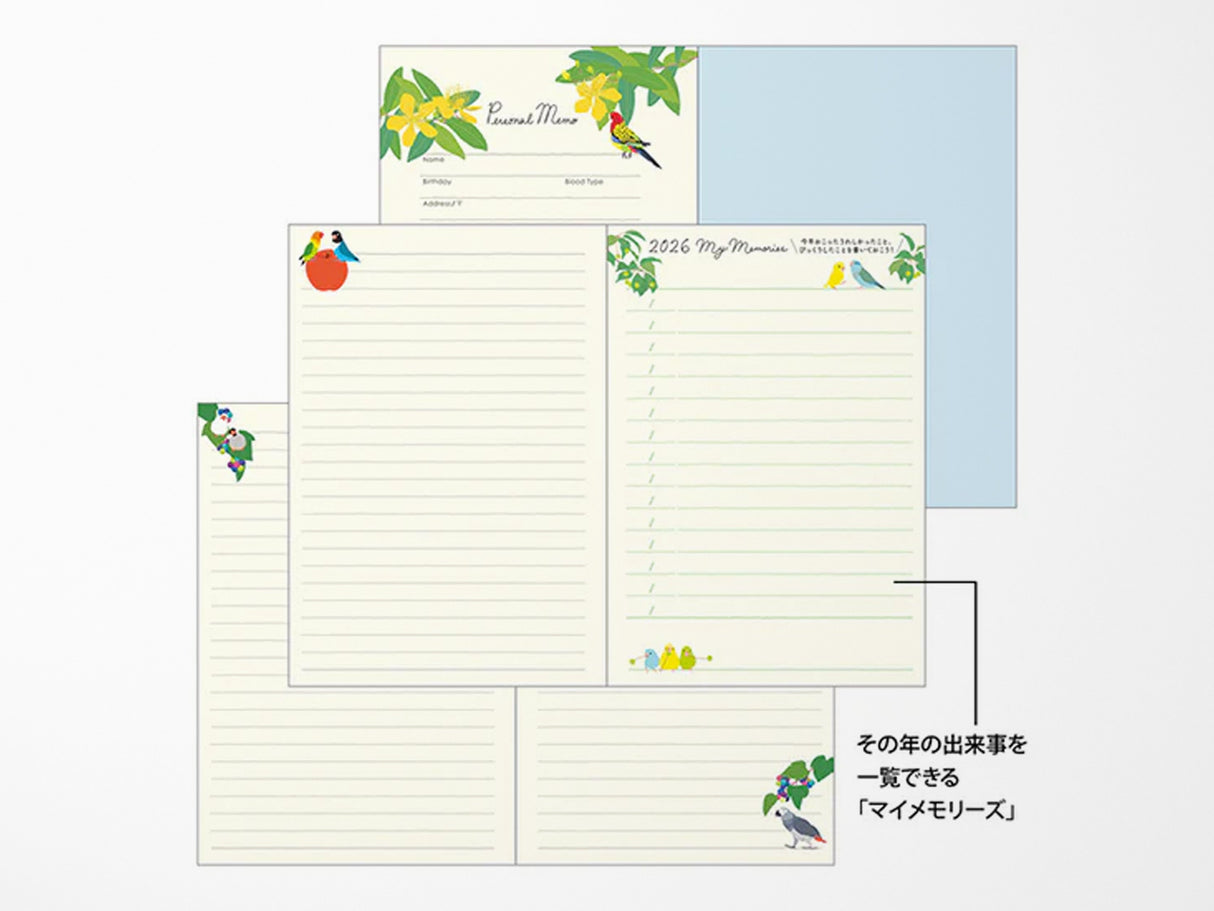 Midori Pocket Diary 2026 A6 - Bird