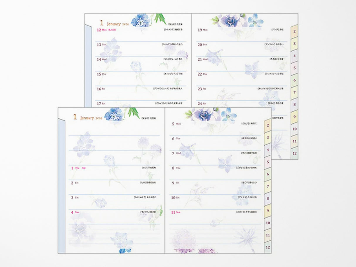 Midori Pocket Diary 2026 A6 - Country Time Flower