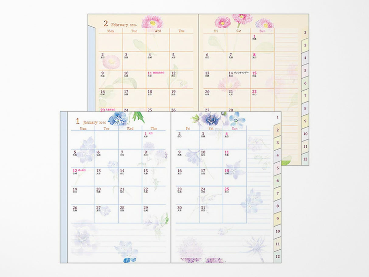 Midori Pocket Diary 2026 A6 - Country Time Flower