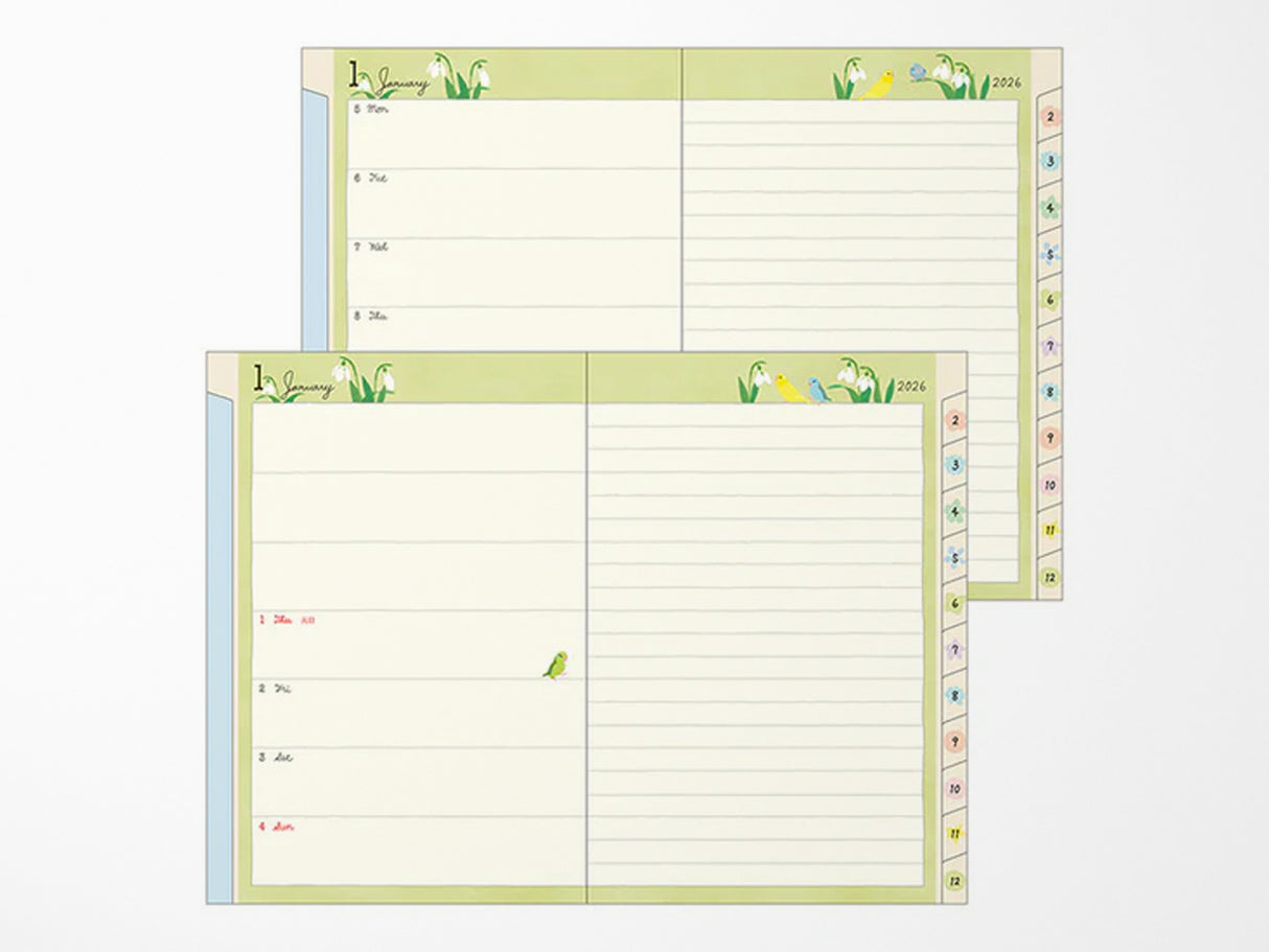 Midori Pocket Diary 2026 B6 - Bird