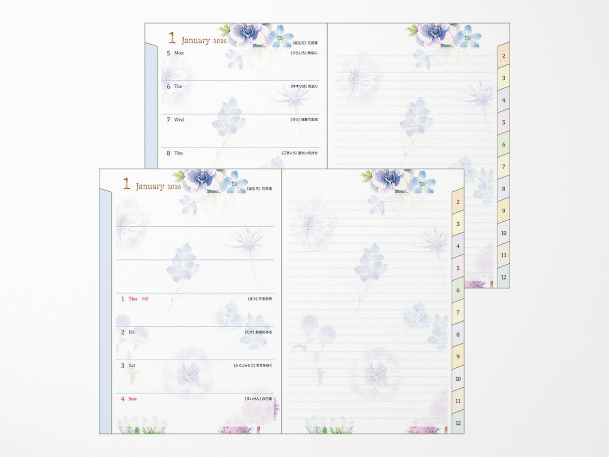 Midori Pocket Diary 2026 B6 - Country Time Flower
