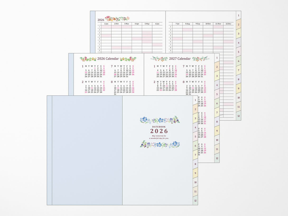 Midori Pocket Diary 2026 B6 - Country Time Flower