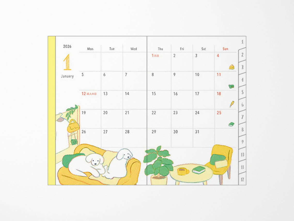 Midori Pocket Diary 2026 Mini - Dog
