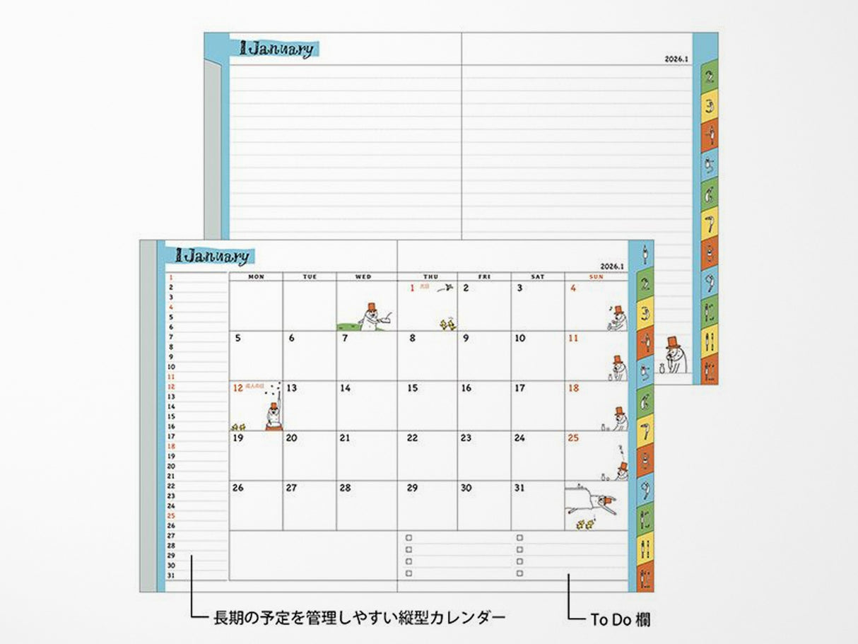 Midori Pocket Diary 2026 Monthly A6 - Ojisan