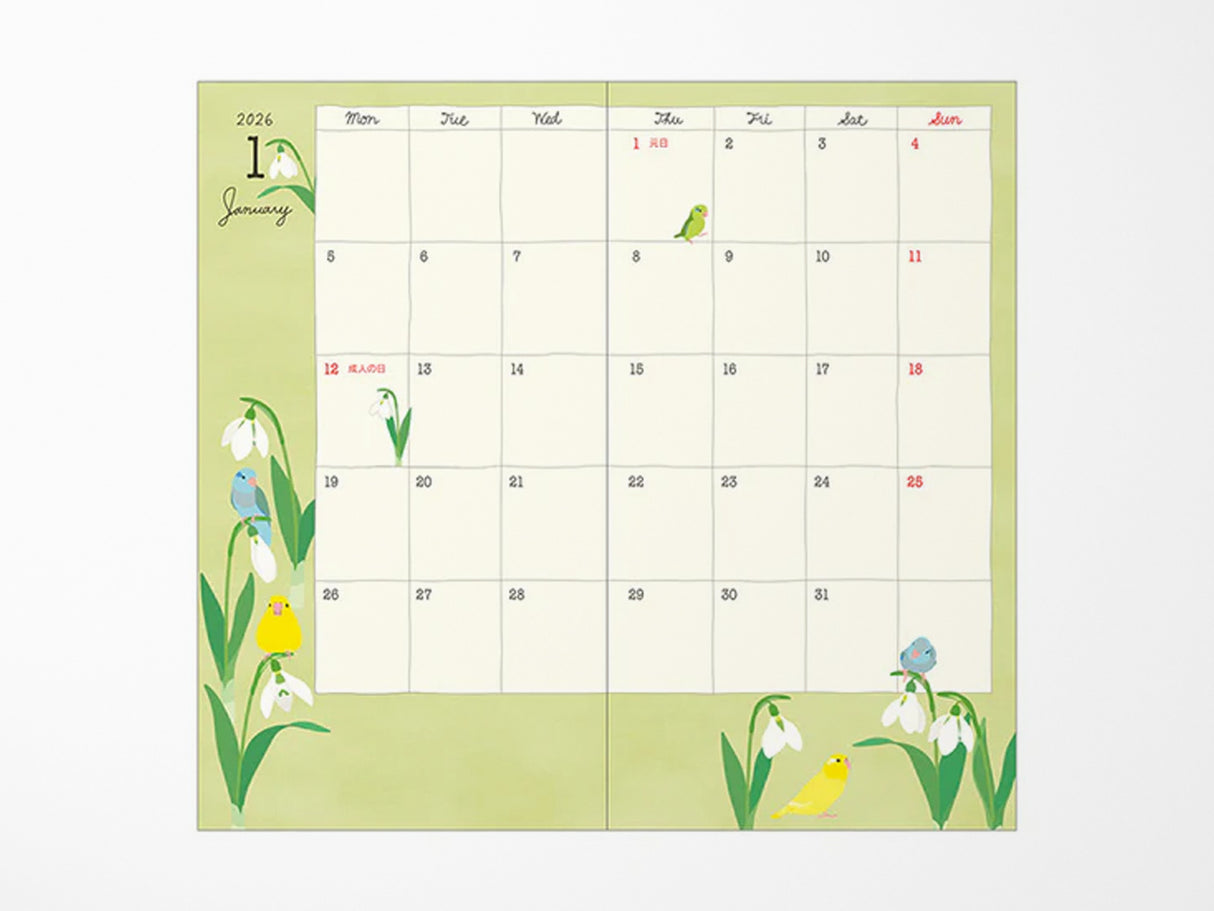 Midori Pocket Diary 2026 Slim - Bird