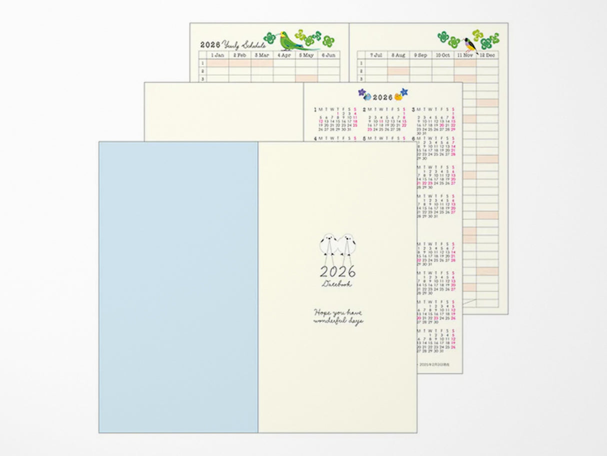 Midori Pocket Diary 2026 Slim - Bird