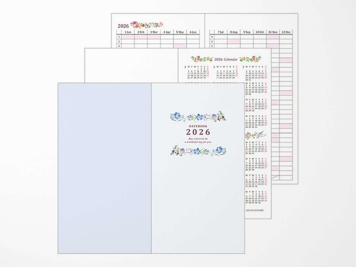 Midori Pocket Diary 2026 Slim - Country Time Flower