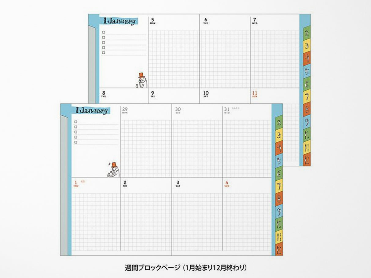 Midori Pocket Diary 2026 Weekly A6 - Ojisan