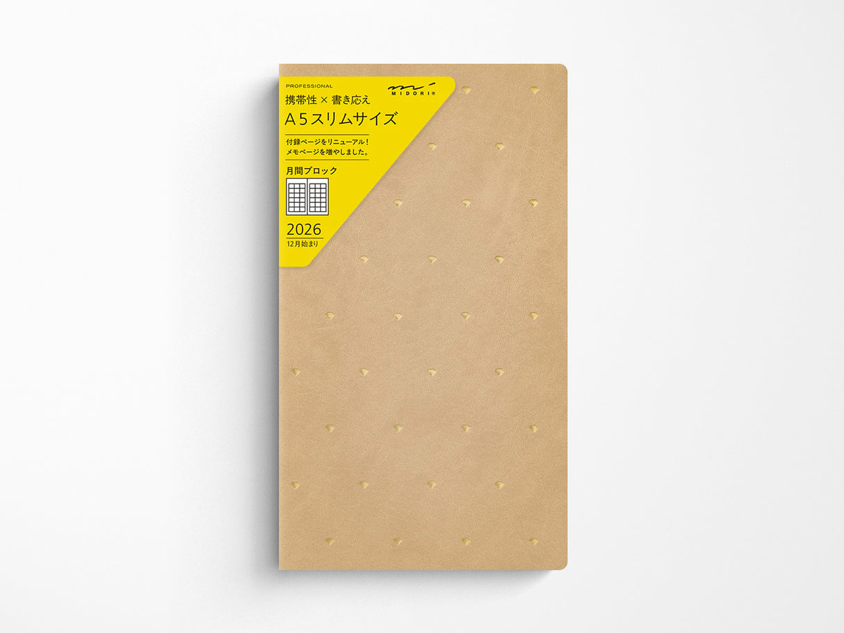 Midori Professional Diary PRD Slim Monthly Block 2026