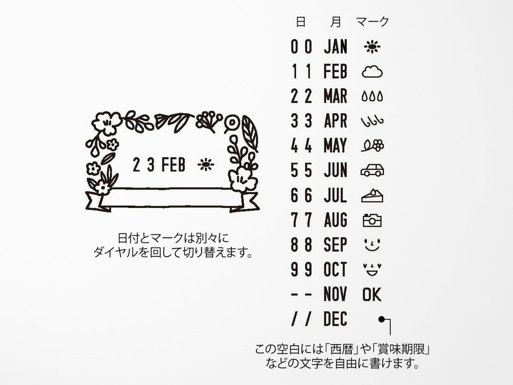 Midori Rotating Date Stamp - Flowers