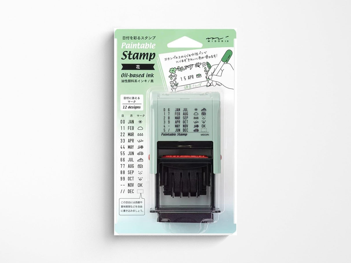 Midori Rotating Date Stamp - Flowers